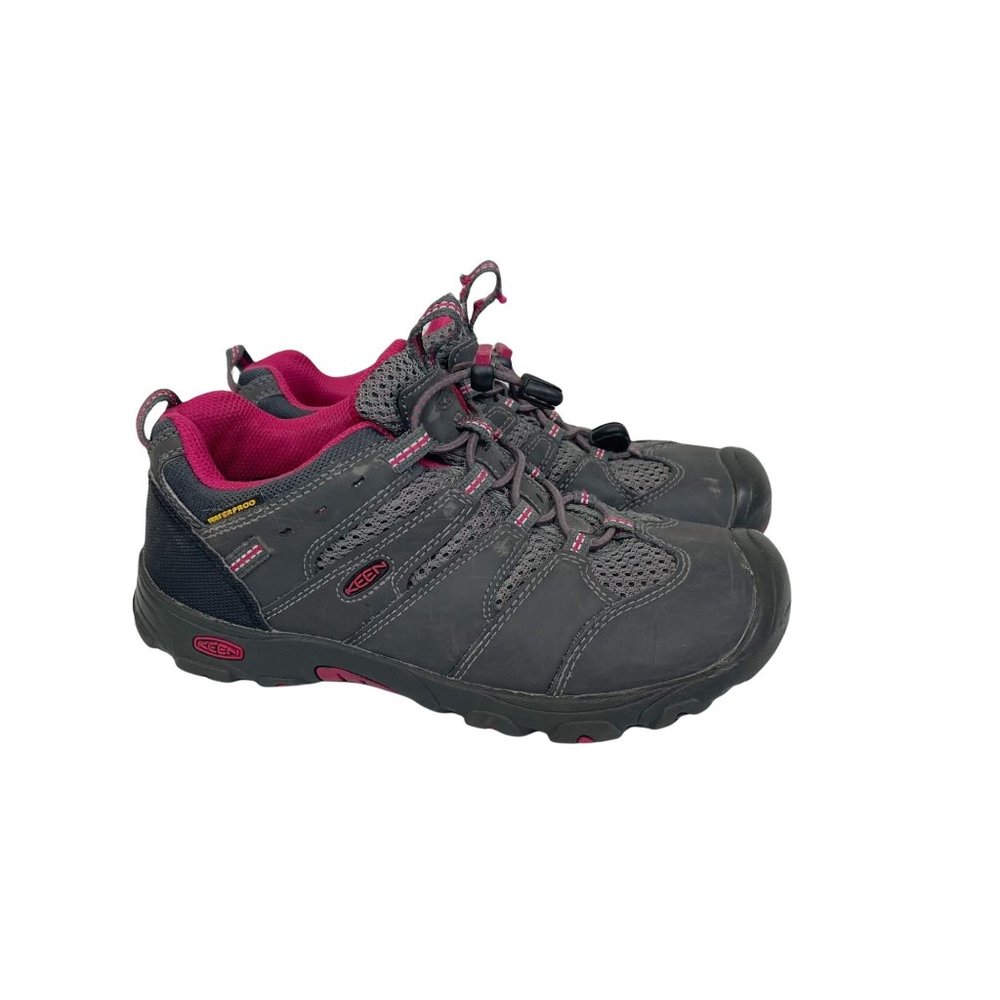 Keen Koven Low Gray Leather Waterproof Hiking Shoes 1011913 Girls Youth size 3